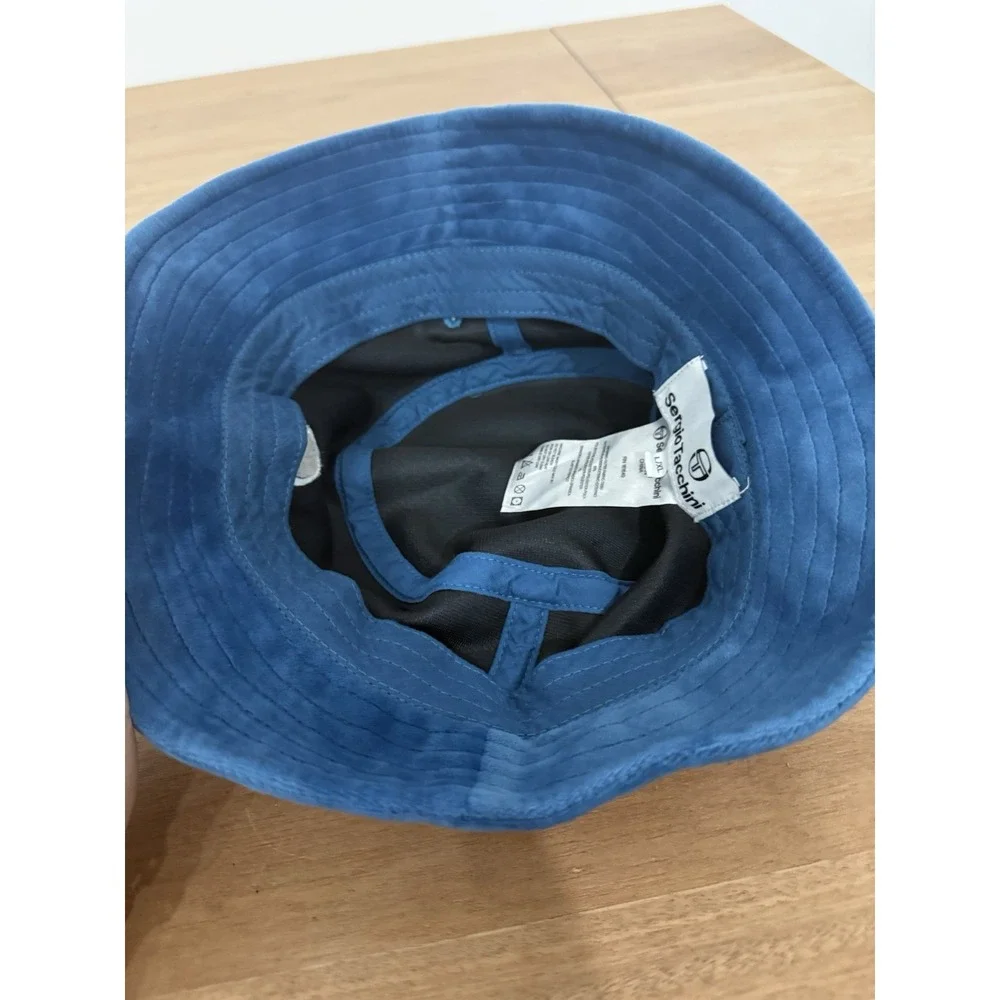 Sergio Tacchini Blue Velour Bucket Hat Logo L/XL Unisex